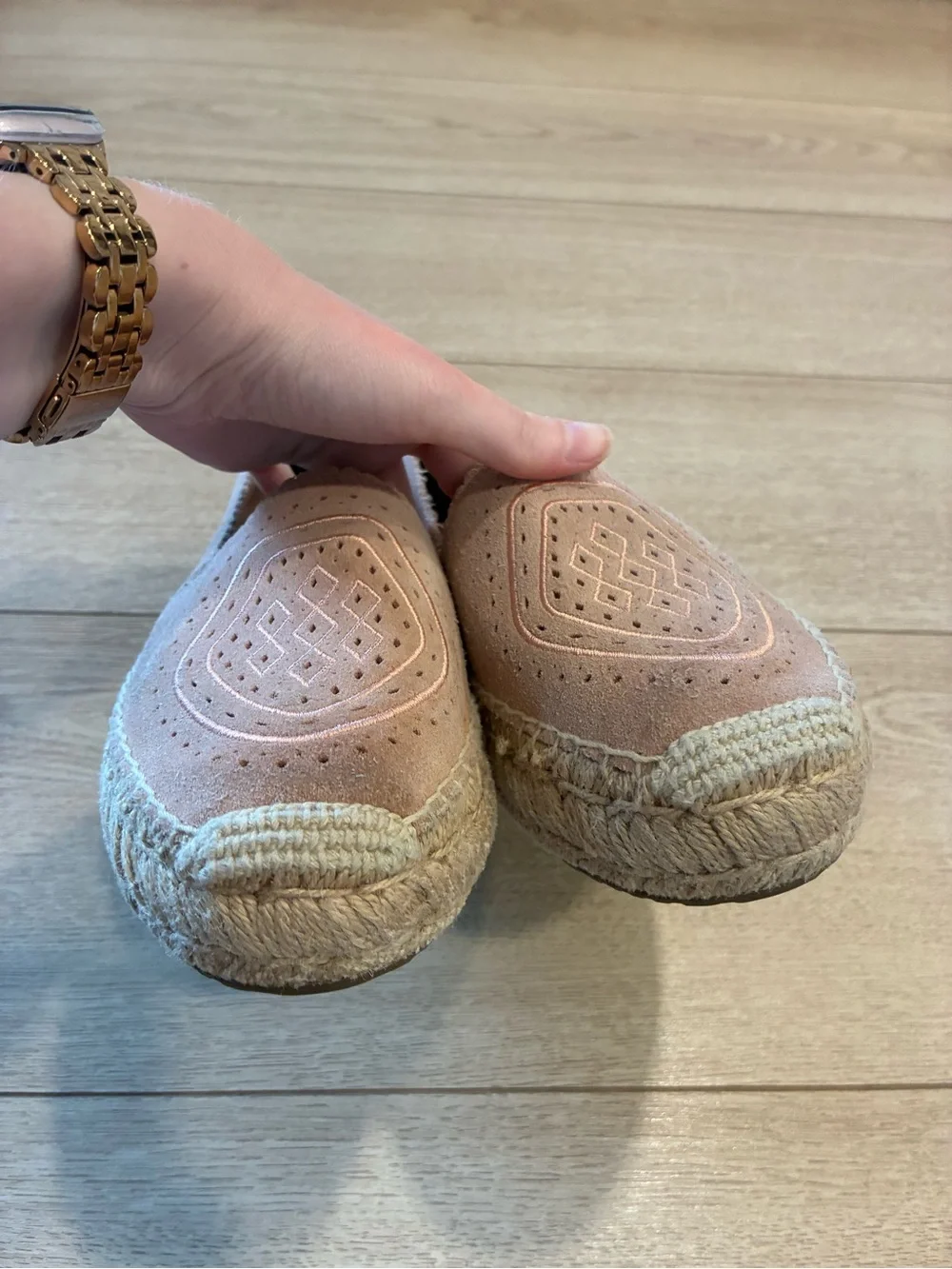 Ugg Women’s Heidi Perforated Espadrille Loafer Suede Pink Size 10